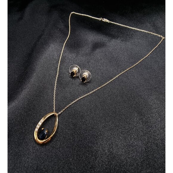 Vintage ROMAN Signed Gold Necklace & Earring Set Late 90s - Early 2000s - Picture 6 of 7